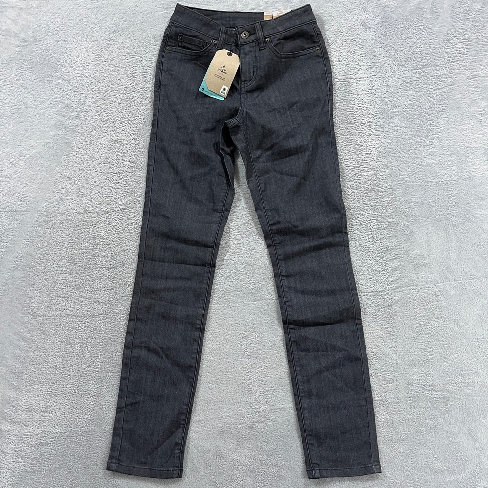 Prana Kayla High Rise Skinny Jeans Womens 00 Charcoal Gray Denim Organic Cotton